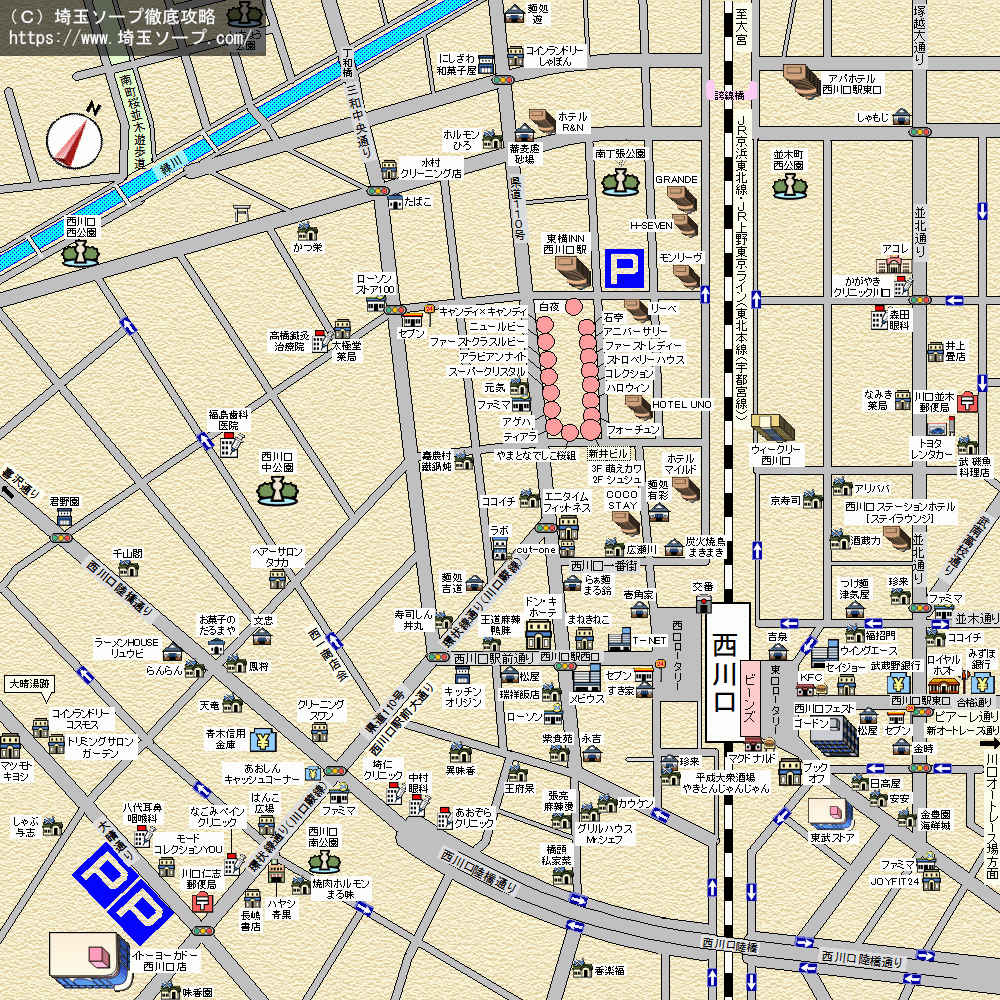 西川口ソープ街MAP