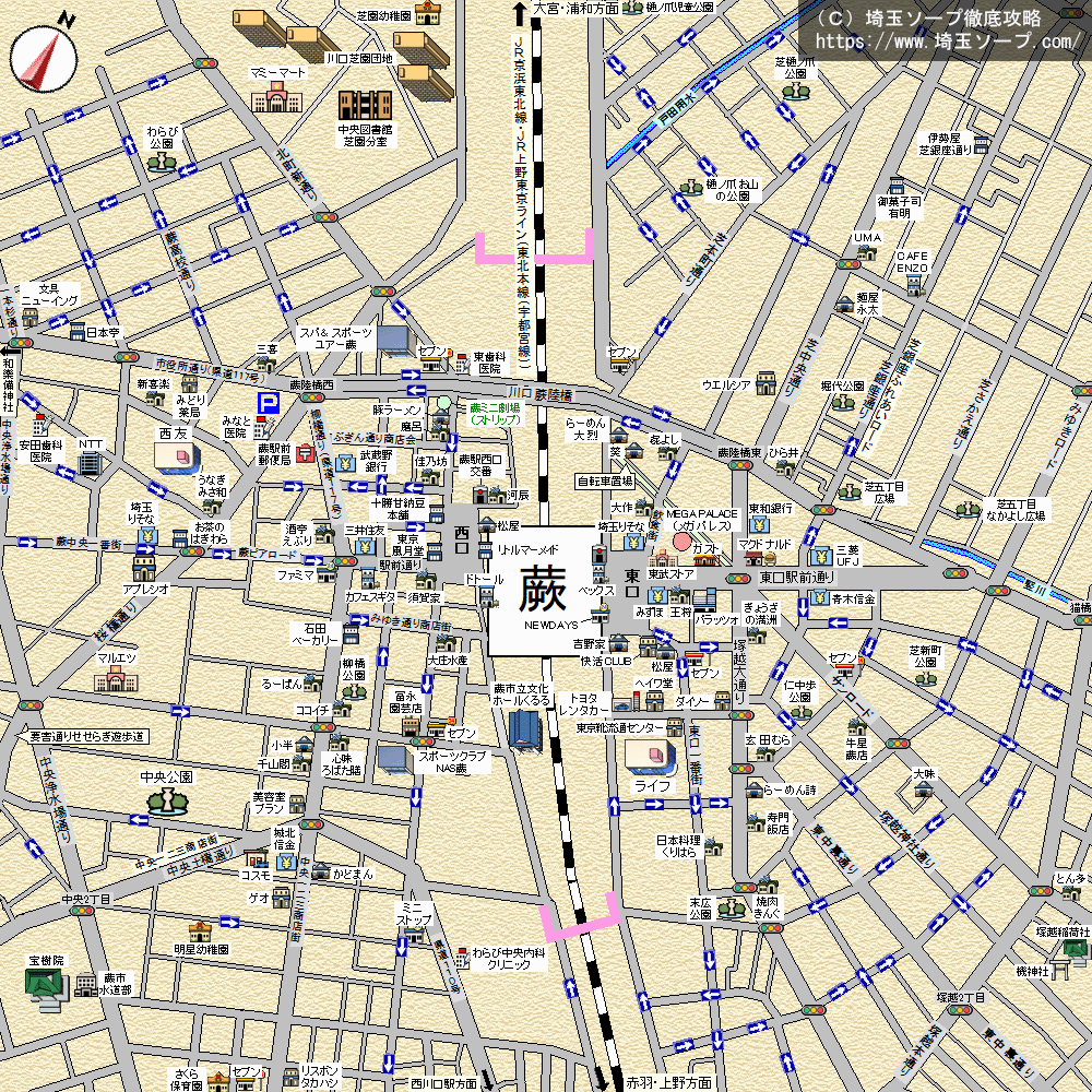 蕨ソープ街MAP